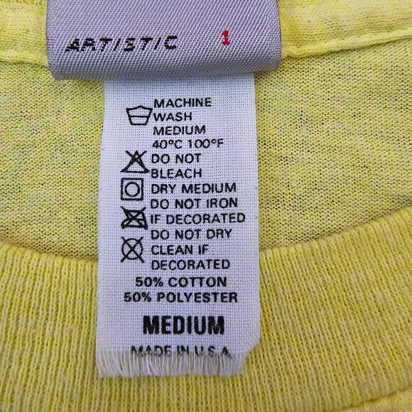 OP Vintage Retro 90's Yellow Ocean Pacific One Planet Graphic T-Shirt Size M - Picture 9 of 9